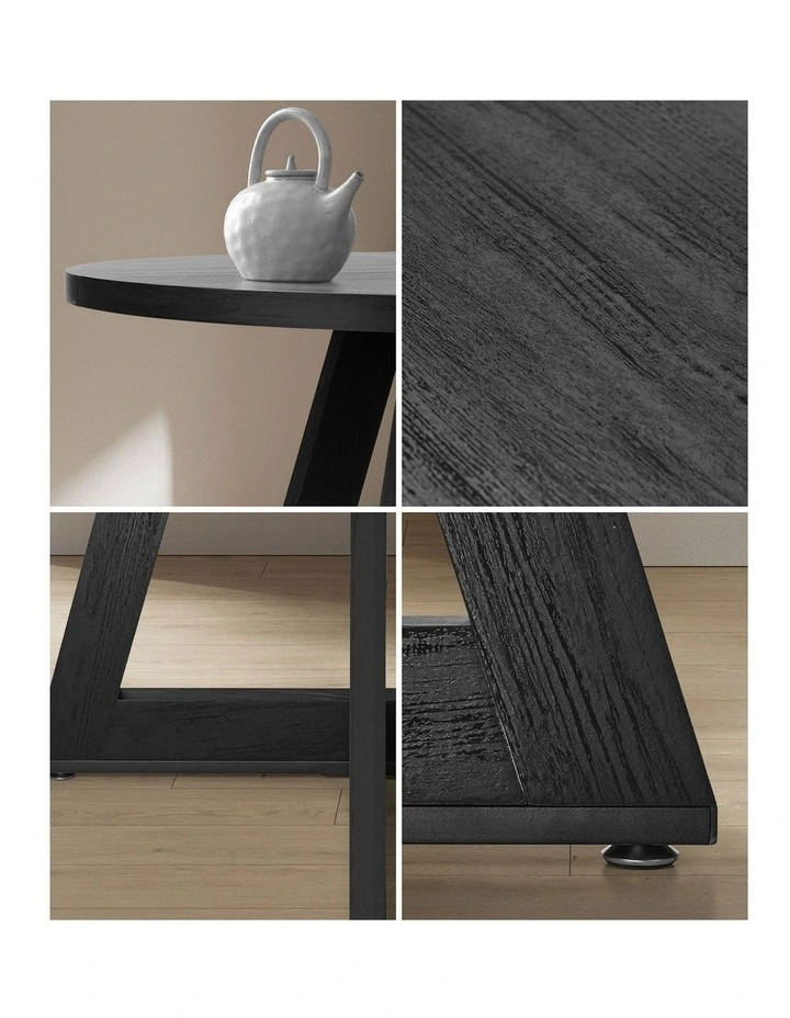 Oikiture 120cm Round Dining Table Wooden Kitchen Furniture Black image 6