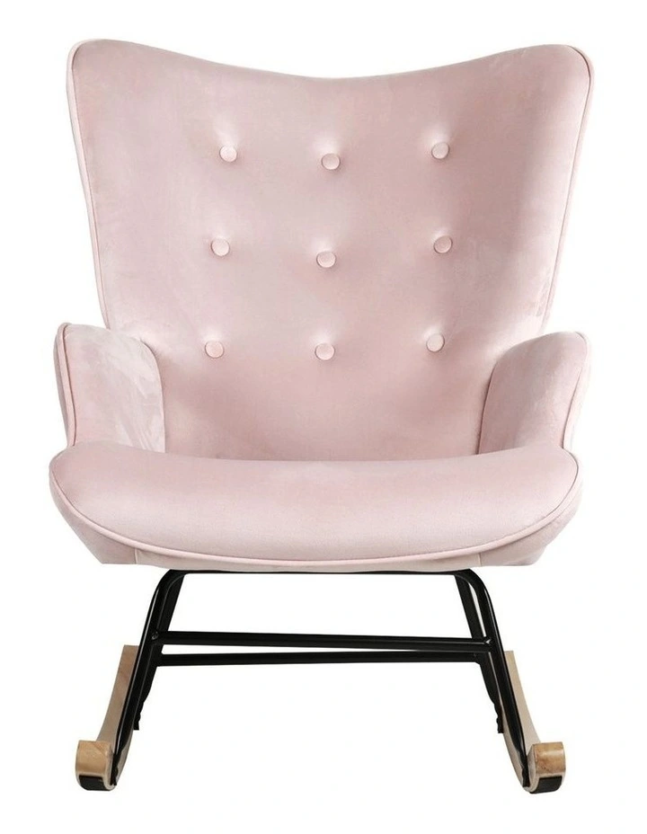 Oikiture Rocking Chair Nursing Armchair Velvet Accent Chairs Upholstered Pink image 2