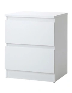 Oikiture Bedside Table Nightstand 2 Drawers White