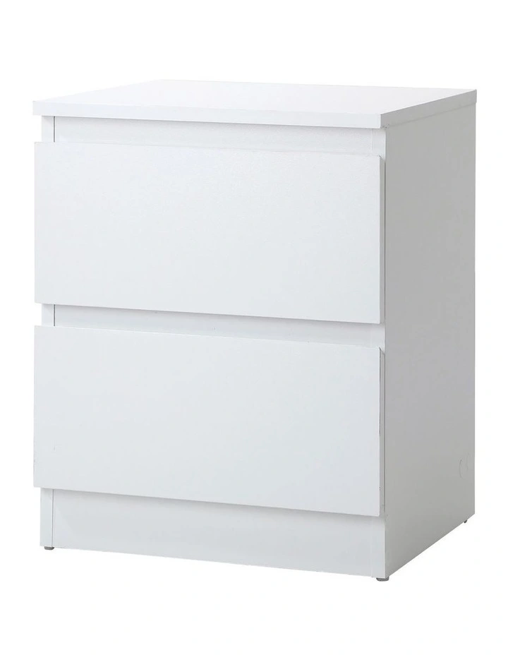 Oikiture Bedside Table Nightstand 2 Drawers White image 1