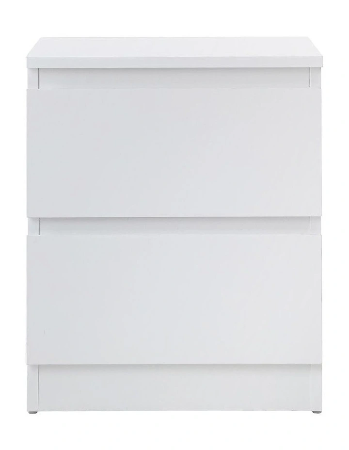 Oikiture Bedside Table Nightstand 2 Drawers White image 2