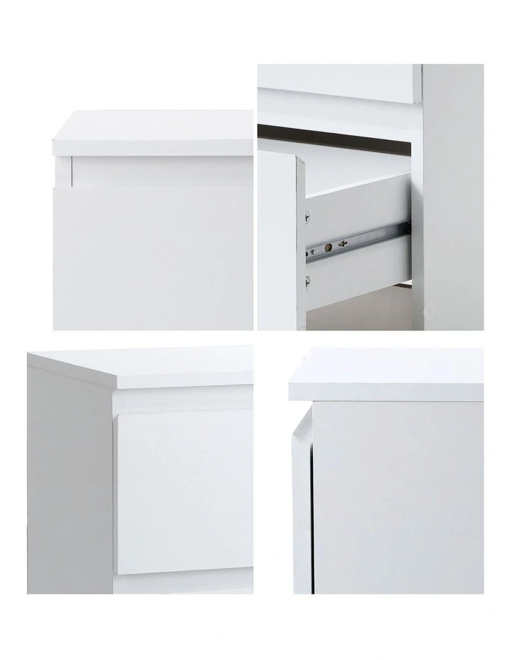 Oikiture Bedside Table Nightstand 2 Drawers White image 6