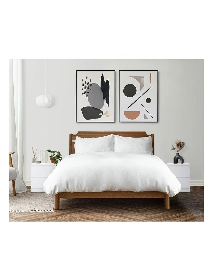 Oikiture Bedside Table Nightstand 2 Drawers White image 7