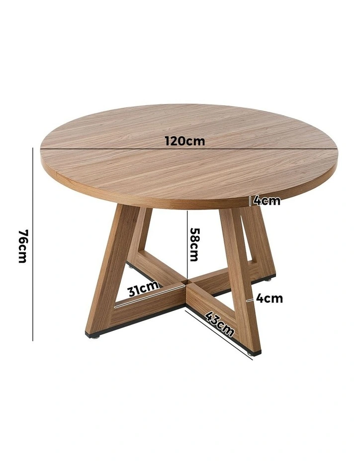 Oikiture 120cm Round Dining Table Wooden Kitchen Furniture image 3