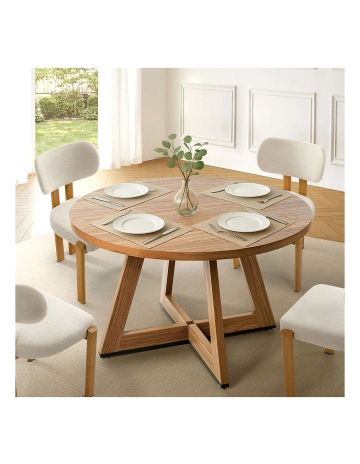 Oikiture 120cm Round Dining Table Wooden Kitchen Furniture image 4