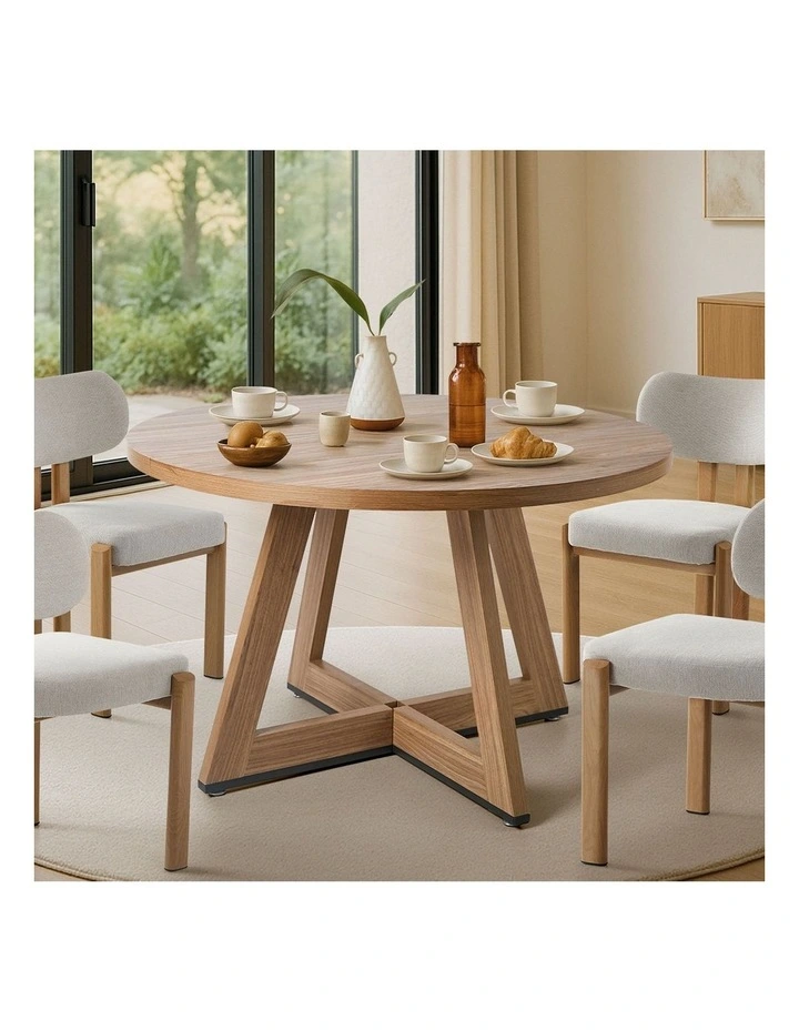 Oikiture 120cm Round Dining Table Wooden Kitchen Furniture image 5