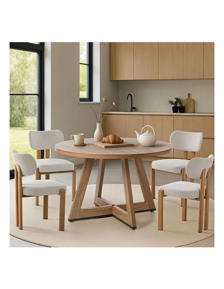 Oikiture 120cm Round Dining Table Wooden Kitchen Furniture image 7