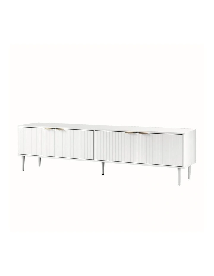 Oikiture TV Cabinet Entertainment Unit Stand 180cm White image 1