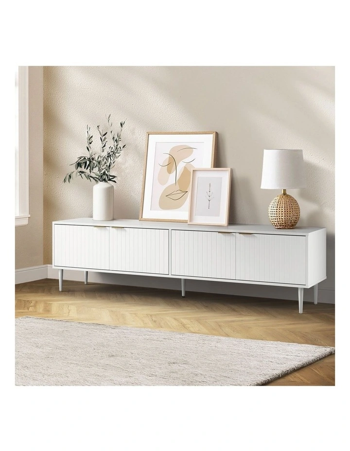 Oikiture TV Cabinet Entertainment Unit Stand 180cm White image 4