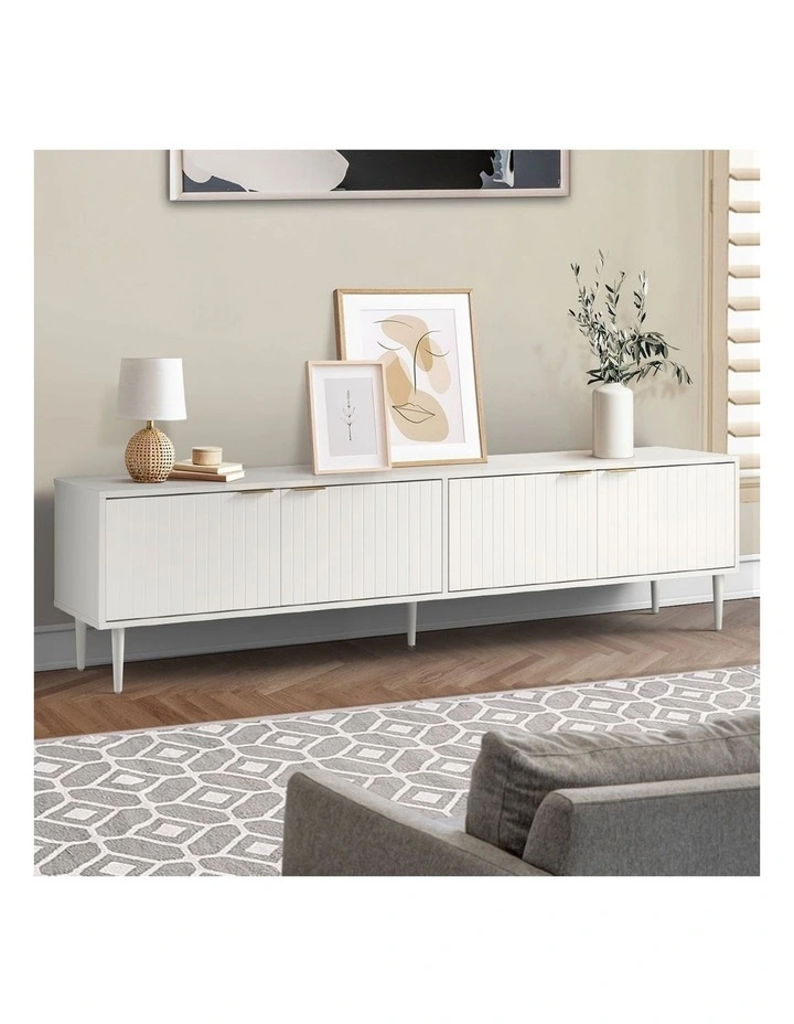 Oikiture TV Cabinet Entertainment Unit Stand 180cm White image 5