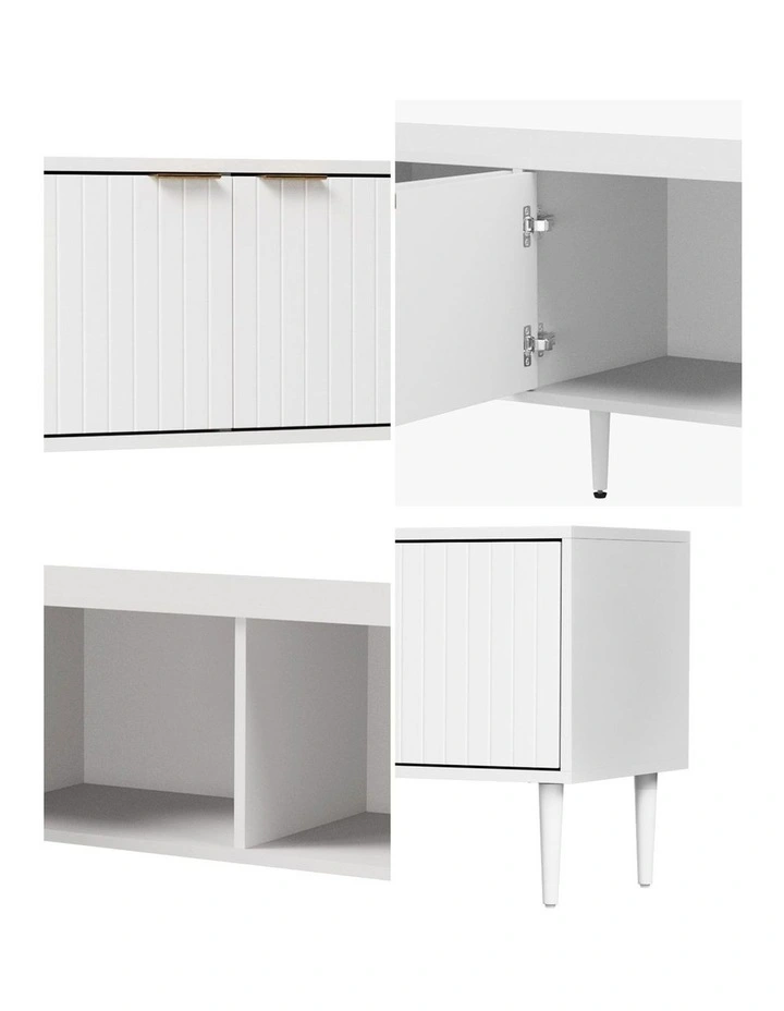 Oikiture TV Cabinet Entertainment Unit Stand 180cm White image 6