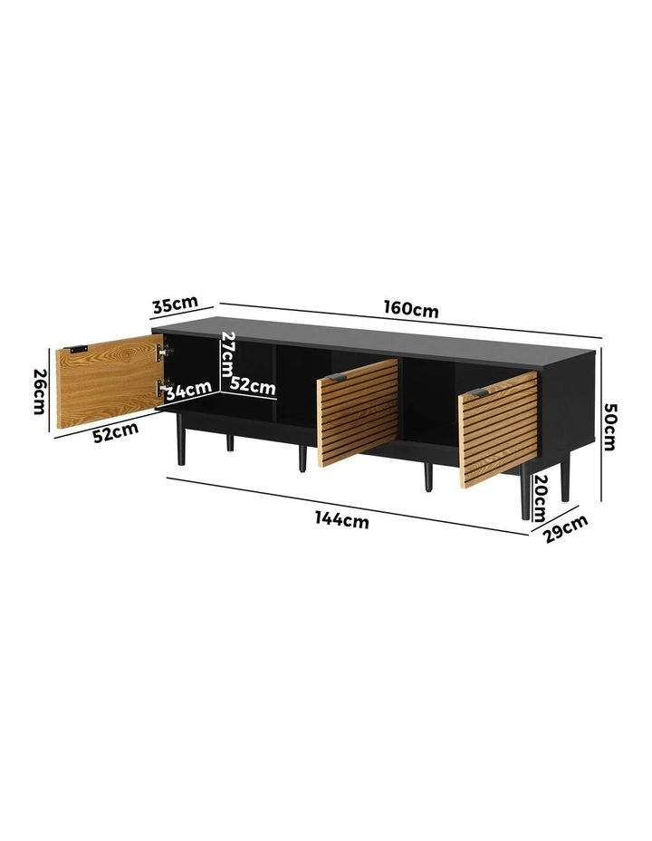 Oikiture Entertainment Unit TV Cabinet 160cm image 3