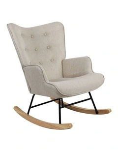 Oikiture Rocking Chair Nursing Armchair Linen Accent Chairs Upholstered Beige