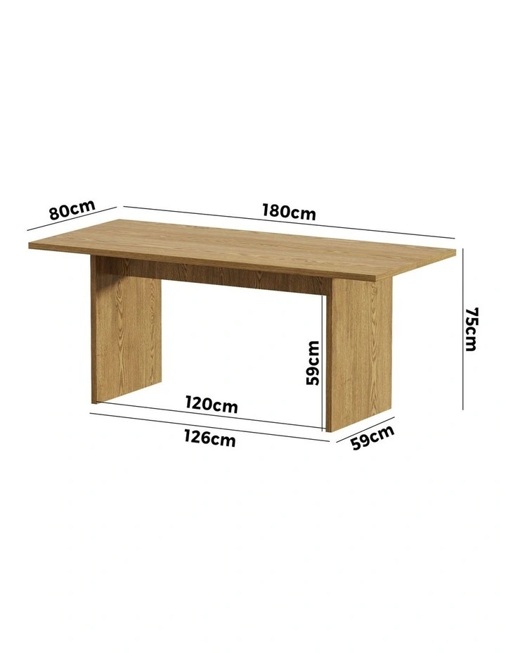 Oikiture 180cm Dining Table Rectangular Kitchen Dining Table Timber Natural image 3