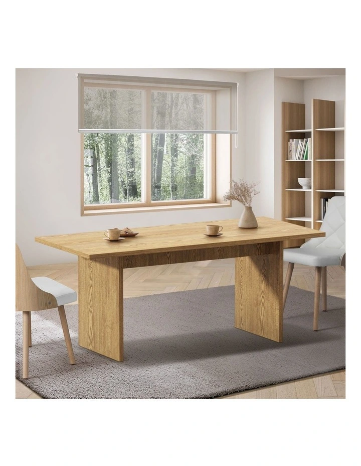 Oikiture 180cm Dining Table Rectangular Kitchen Dining Table Timber Natural image 4