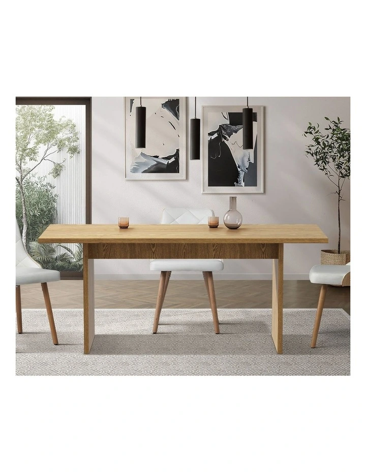 Oikiture 180cm Dining Table Rectangular Kitchen Dining Table Timber Natural image 5