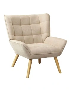 Oikiture Armchair Accent Chairs Sofa Lounge Fabric Upholstered Tub Chair Beige