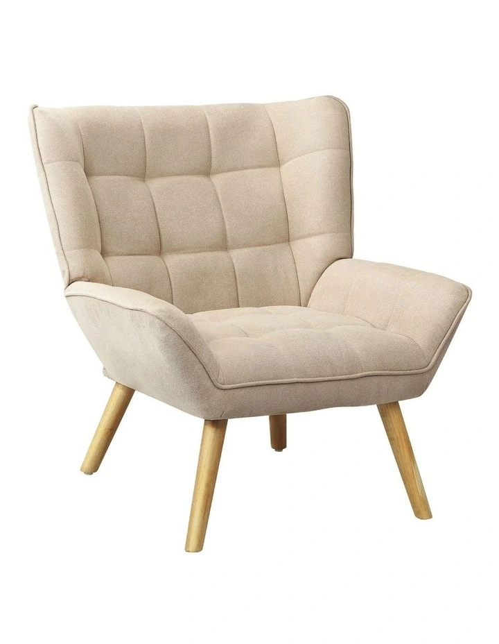 Oikiture Armchair Accent Chairs Sofa Lounge Fabric Upholstered Tub Chair Beige image 1