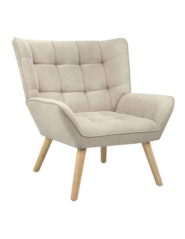 Oikiture Armchair Accent Chairs Sofa Lounge Fabric Upholstered Tub Chair Beige image 2