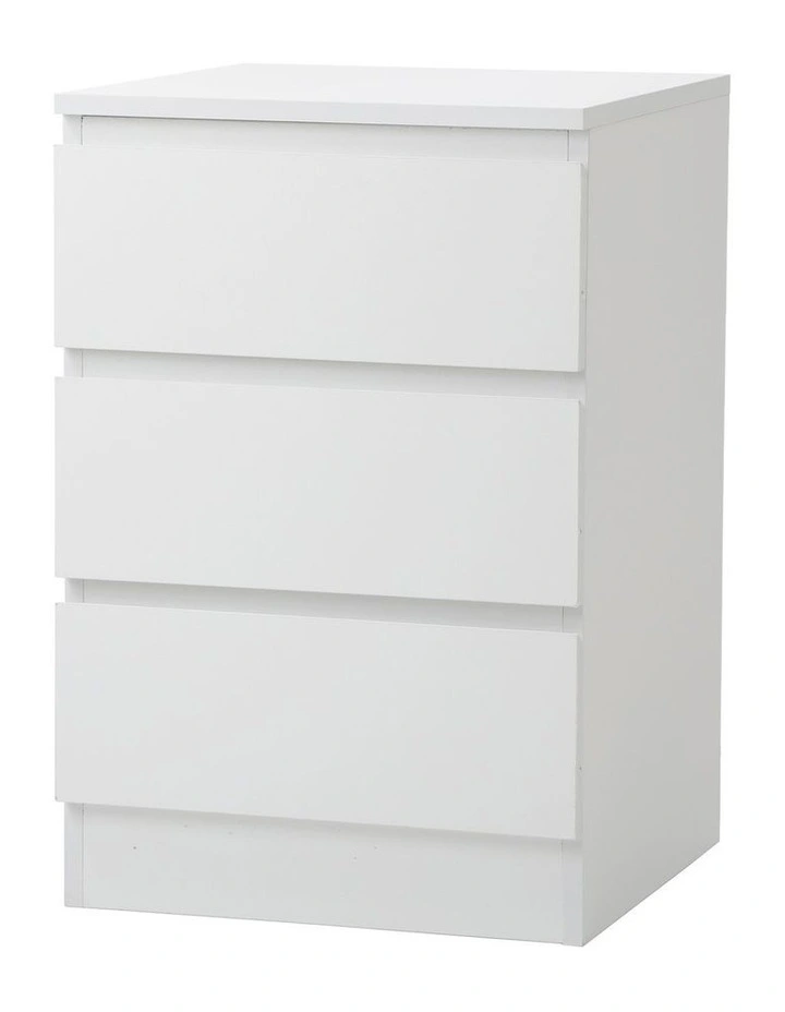 Oikiture Bedside Table 3 Drawers Side Tables Storage Nightstand White image 1