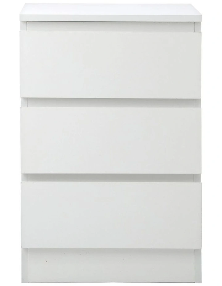 Oikiture Bedside Table 3 Drawers Side Tables Storage Nightstand White image 2