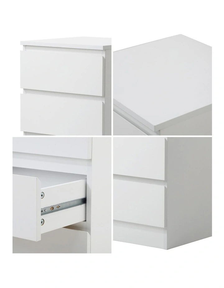 Oikiture Bedside Table 3 Drawers Side Tables Storage Nightstand White image 6