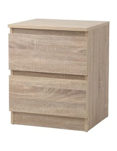 Oikiture Bedside Table Nightstand 2 Drawers Natural