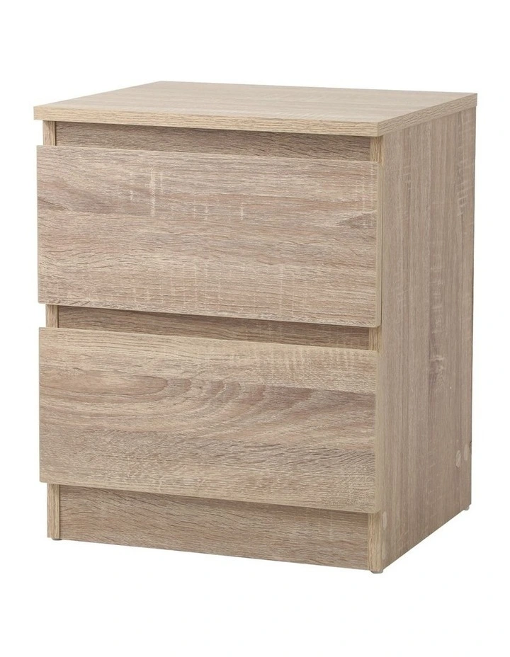 Oikiture Bedside Table Nightstand 2 Drawers Natural image 1