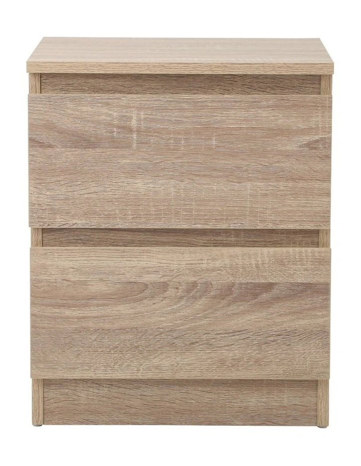 Oikiture Bedside Table Nightstand 2 Drawers Natural image 2