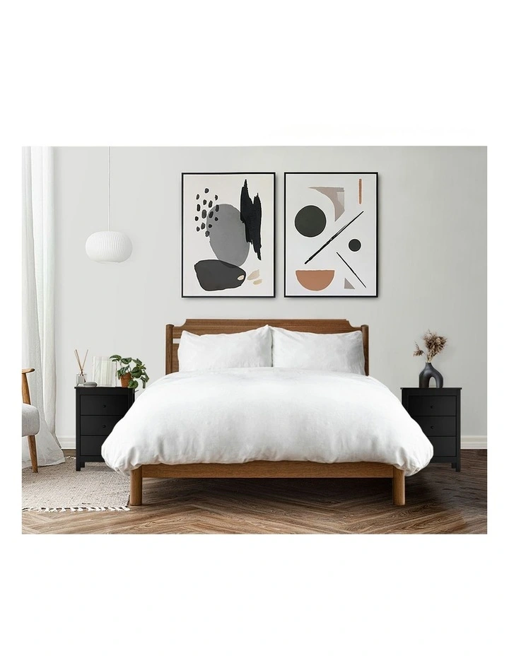 Oikiture Bedside Table 3 Drawers Storage Cabinet Black image 7