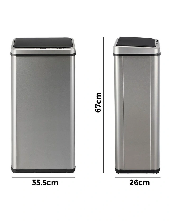 Oikiture 50L Motion Sensor Bin Touchless Trash Can Stainless Steel Silver image 3