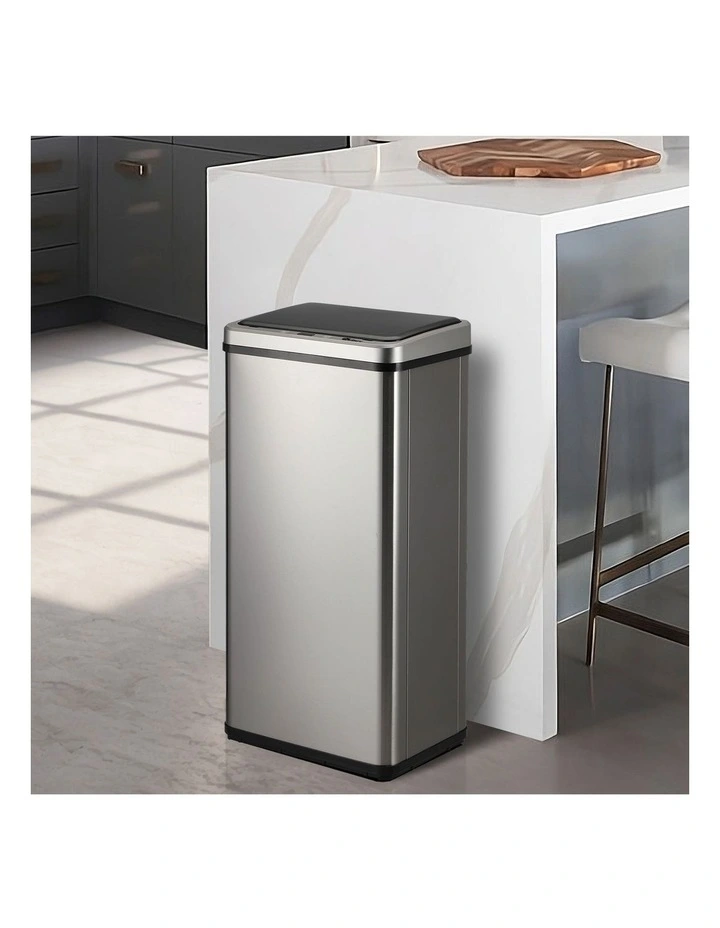 Oikiture 50L Motion Sensor Bin Touchless Trash Can Stainless Steel Silver image 4