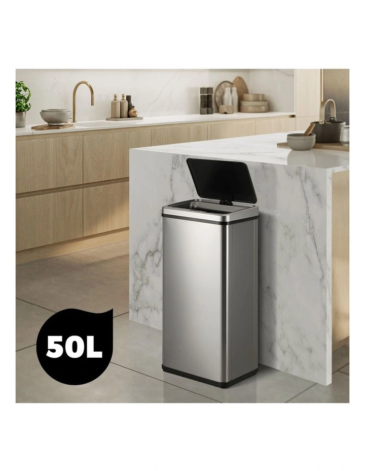 Oikiture 50L Motion Sensor Bin Touchless Trash Can Stainless Steel Silver image 5