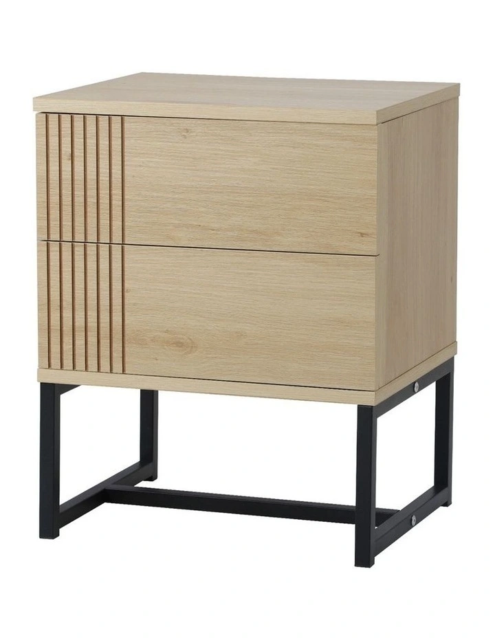 Oikiture Bedside Tables 2 Drawers Side Table Metal and Wood image 1