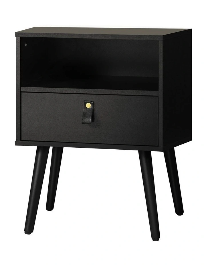 Oikiture Bedside Tables Side Table Black image 1
