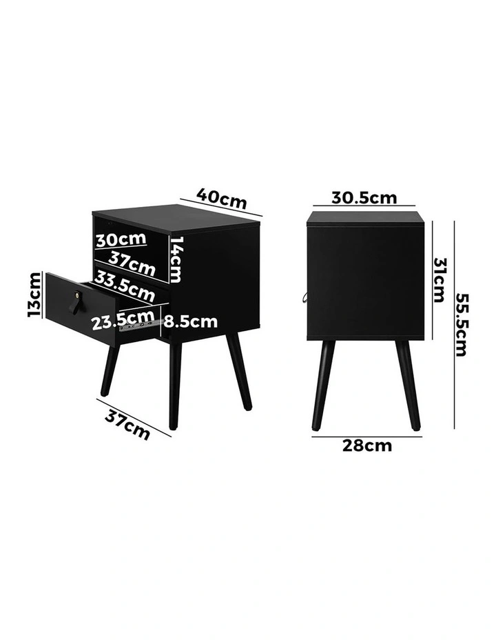 Oikiture Bedside Tables Side Table Black image 3