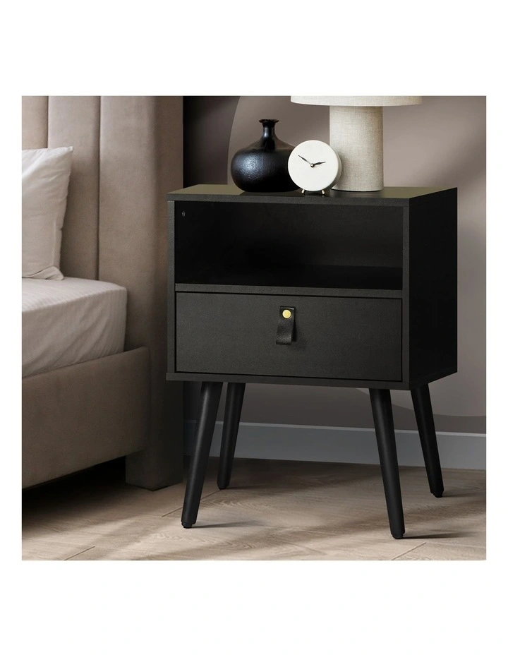 Oikiture Bedside Tables Side Table Black image 4