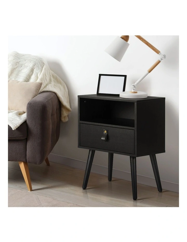 Oikiture Bedside Tables Side Table Black image 5