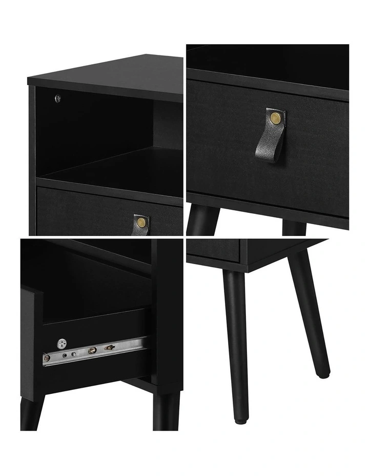 Oikiture Bedside Tables Side Table Black image 6