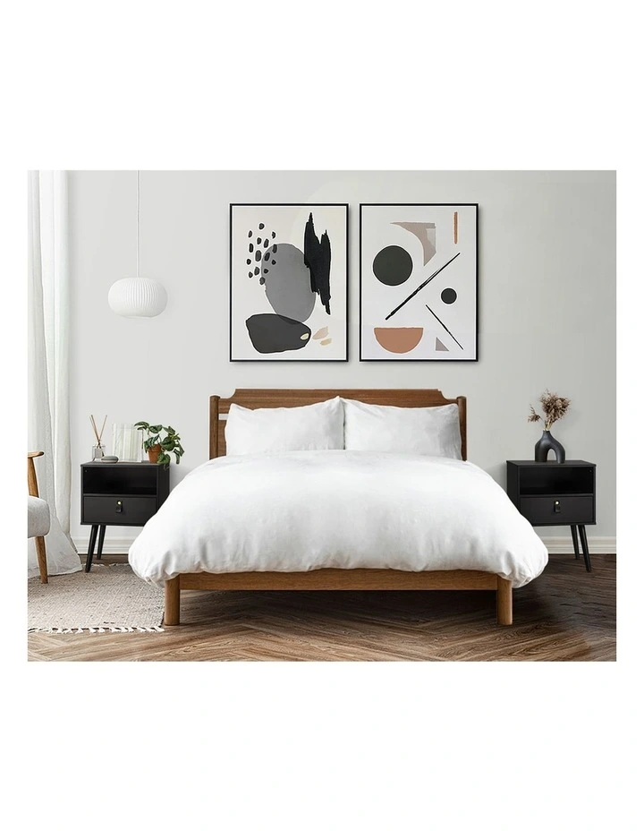 Oikiture Bedside Tables Side Table Black image 7