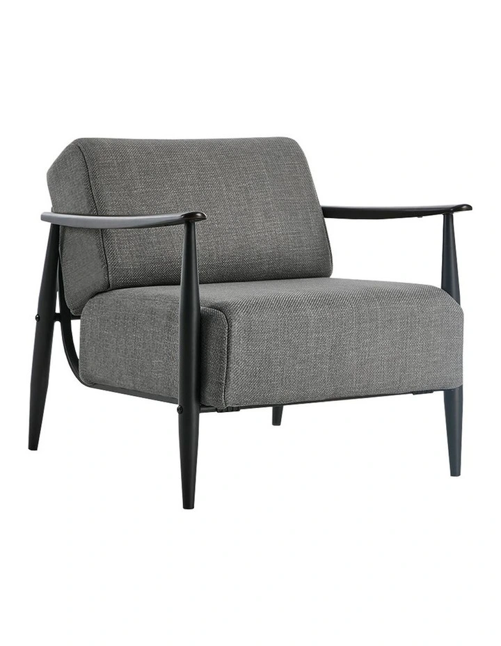 Oikiture Wooden Armchair Lounge Sofa Chair Fabric Accent Armchairs Grey image 1