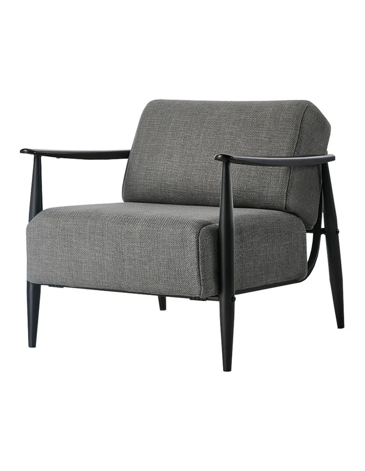 Oikiture Wooden Armchair Lounge Sofa Chair Fabric Accent Armchairs Grey image 2