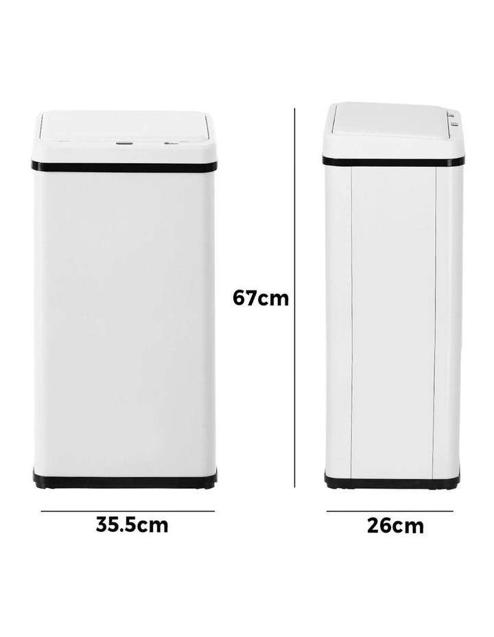 Oikiture 50L Motion Sensor Bin Touchless Trash Can Stainless Steel White image 3