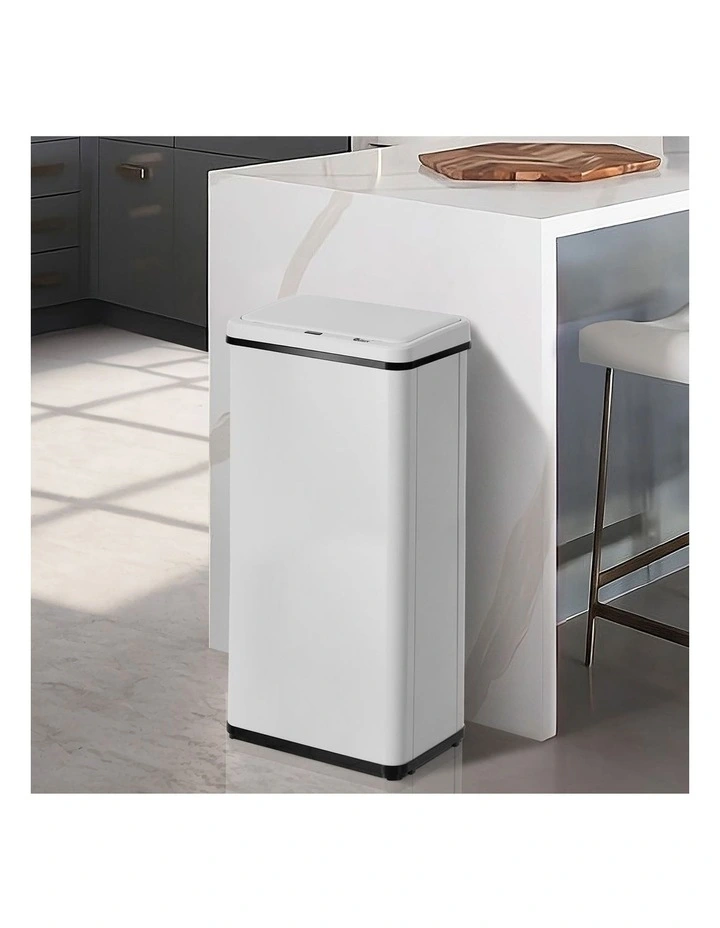 Oikiture 50L Motion Sensor Bin Touchless Trash Can Stainless Steel White image 4