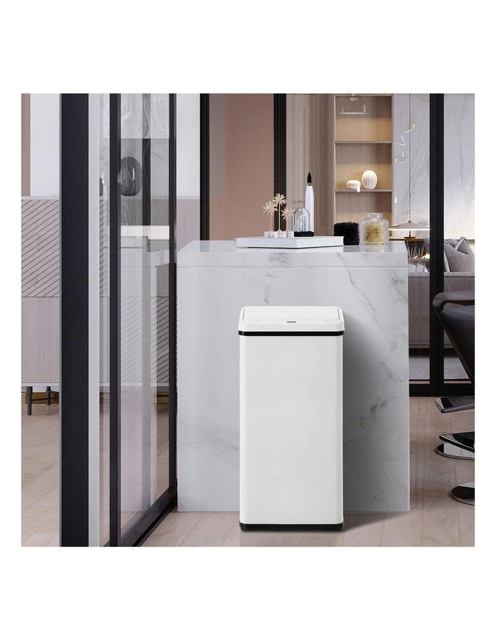 Oikiture 50L Motion Sensor Bin Touchless Trash Can Stainless Steel White image 7