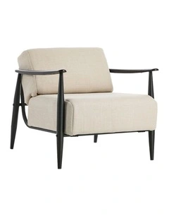 Oikiture Wooden Armchair Lounge Sofa Chair Fabric Accent Armchairs Beige