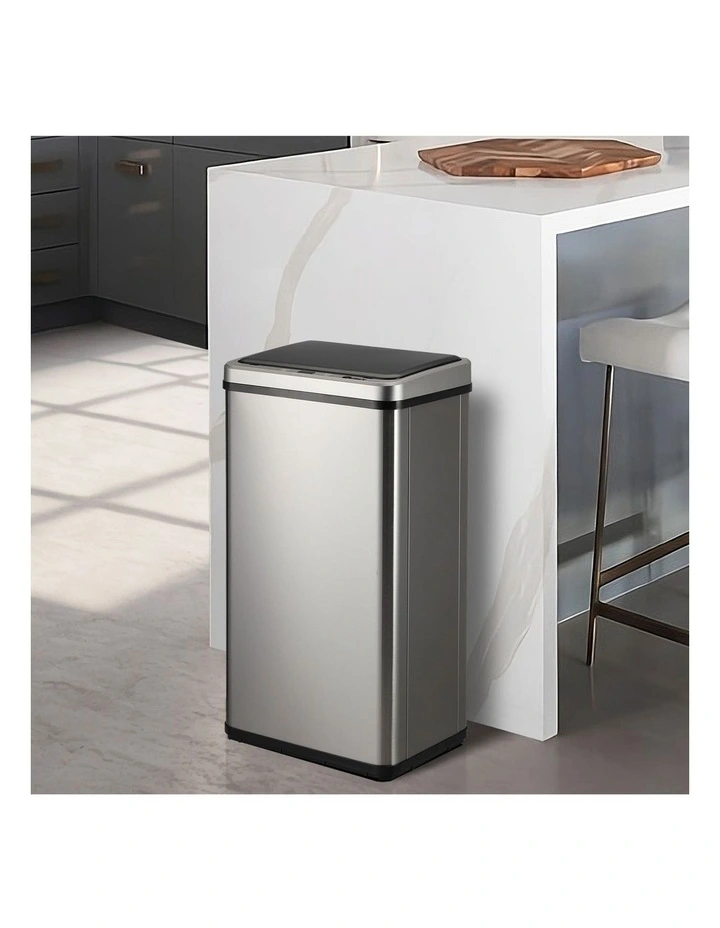 Oikiture 40L Motion Sensor Rubbish Bin Automatic Trash Can Silver image 4