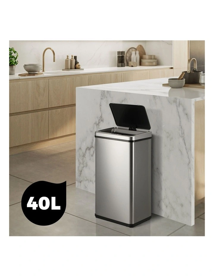 Oikiture 40L Motion Sensor Rubbish Bin Automatic Trash Can Silver image 5