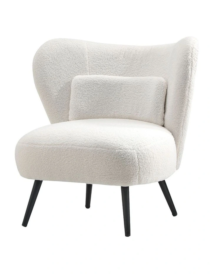 Oikiture Armchair Lounge Chair with Lumbar Pillow Wingback Boucle White image 1