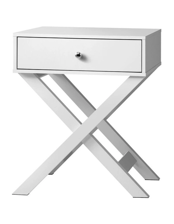Oikiture Bedside Table Drawer Side Table White image 1